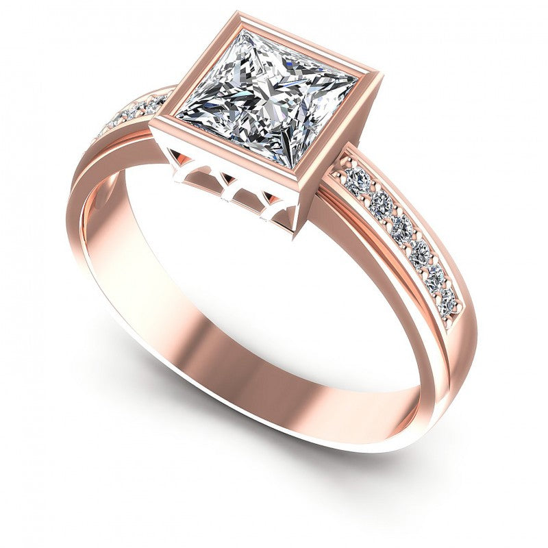 Princess and Round Diamonds 0.50CT Engagement Ring in 18KT White Gold