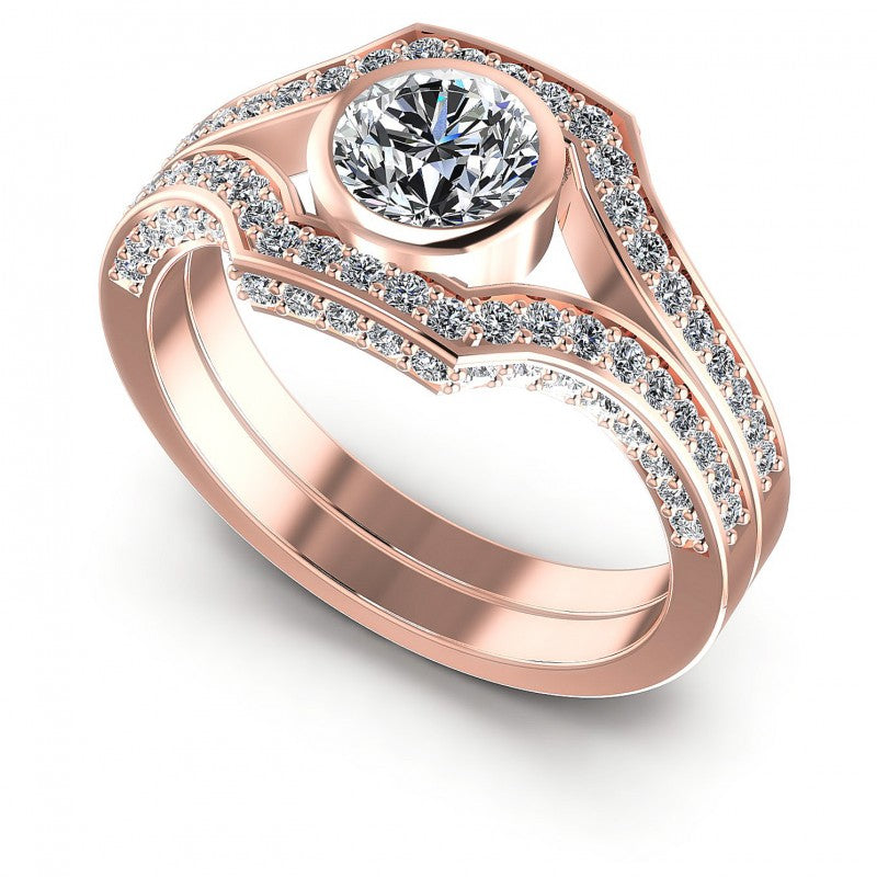 Triangle and Round Diamonds 1.20CT Engagement Ring in 18KT White Gold