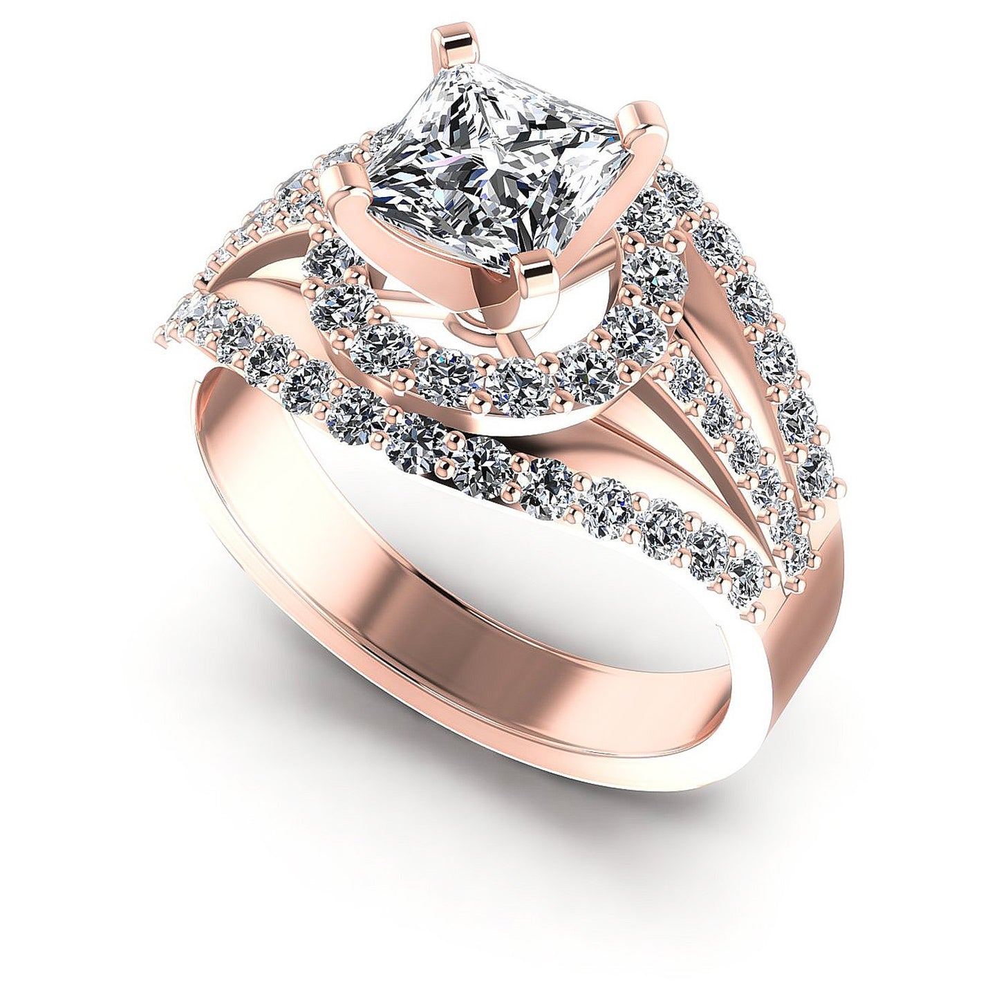 1.15CT Princess And Round  Cut Diamonds Engagement Rings