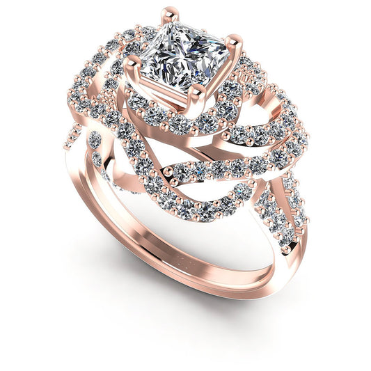 1.30CT Princess And Round  Cut Diamonds Engagement Rings