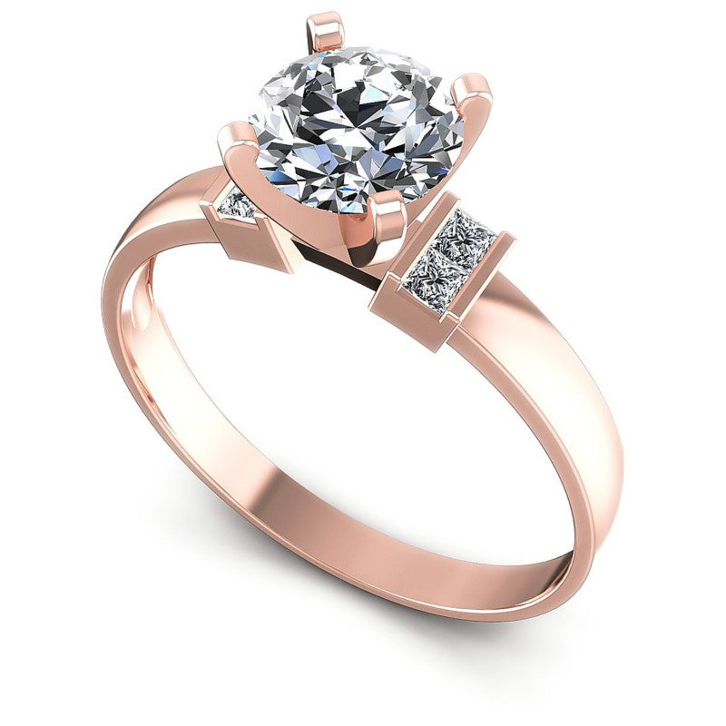 Princess and Round Diamonds 0.50CT Engagement Ring in 18KT White Gold