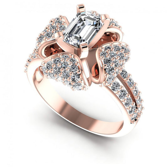 Round and Emerald Diamonds 1.40CT Engagement Ring in 18KT White Gold