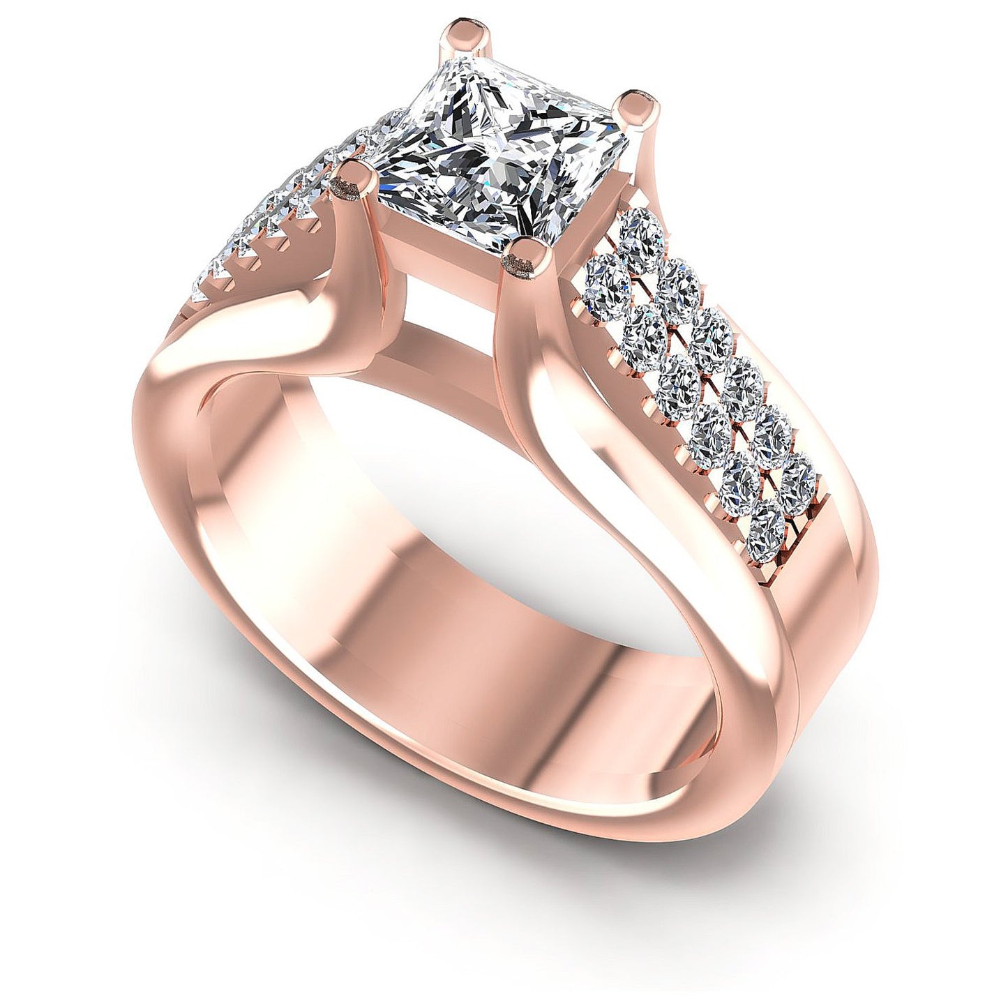 0.75CT Princess And Round  Cut Diamonds Engagement Rings
