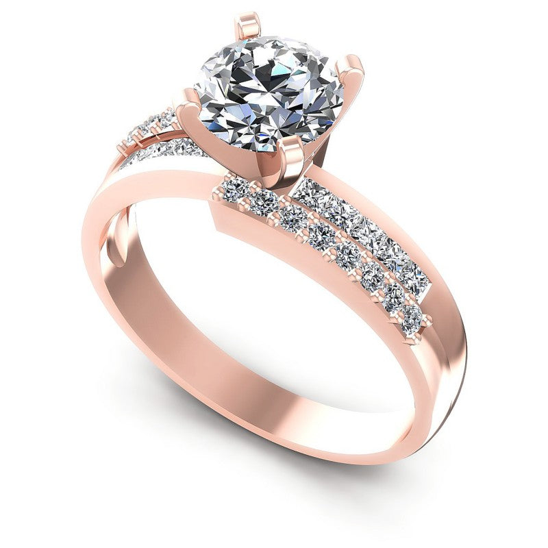 Princess and Round Diamonds 0.95CT Engagement Ring in 18KT White Gold