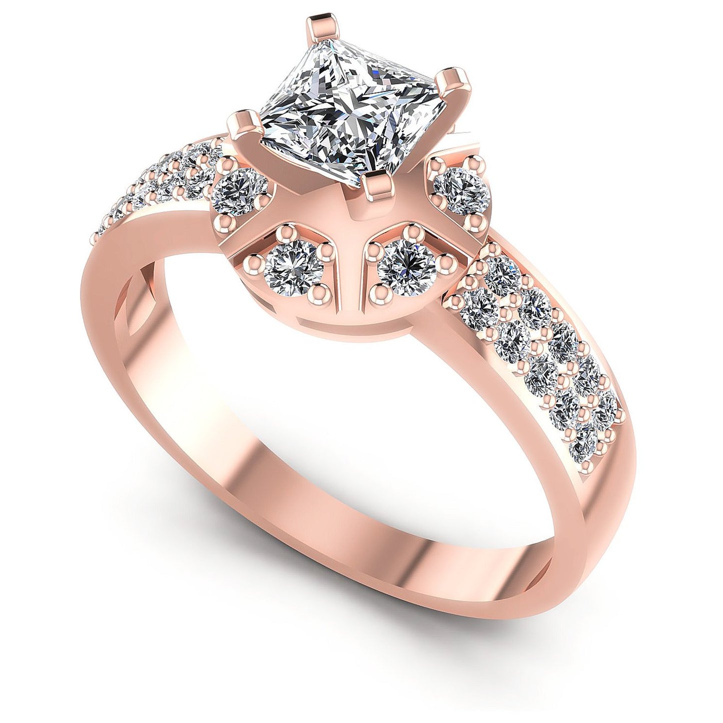 0.70CT Princess And Round  Cut Diamonds Engagement Rings