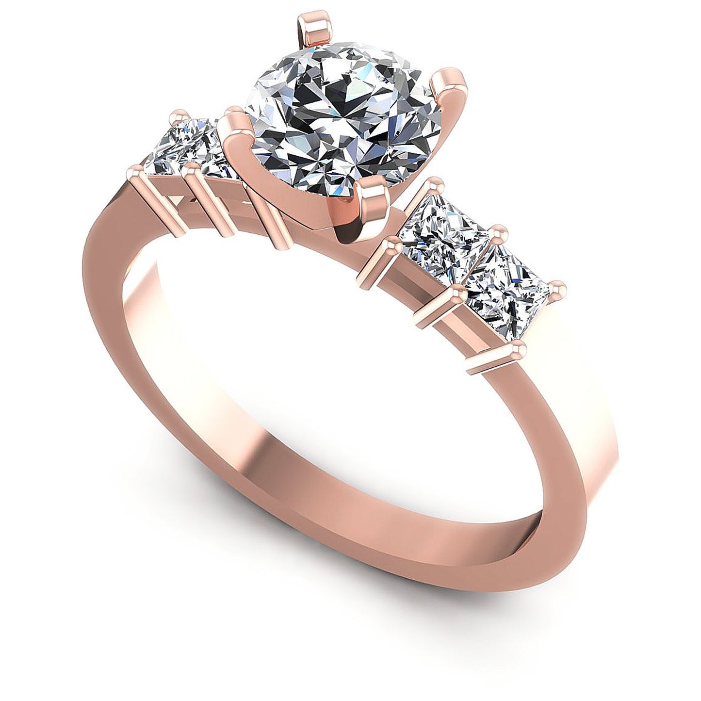 0.90CT Round And Princess  Cut Diamonds Engagement Rings