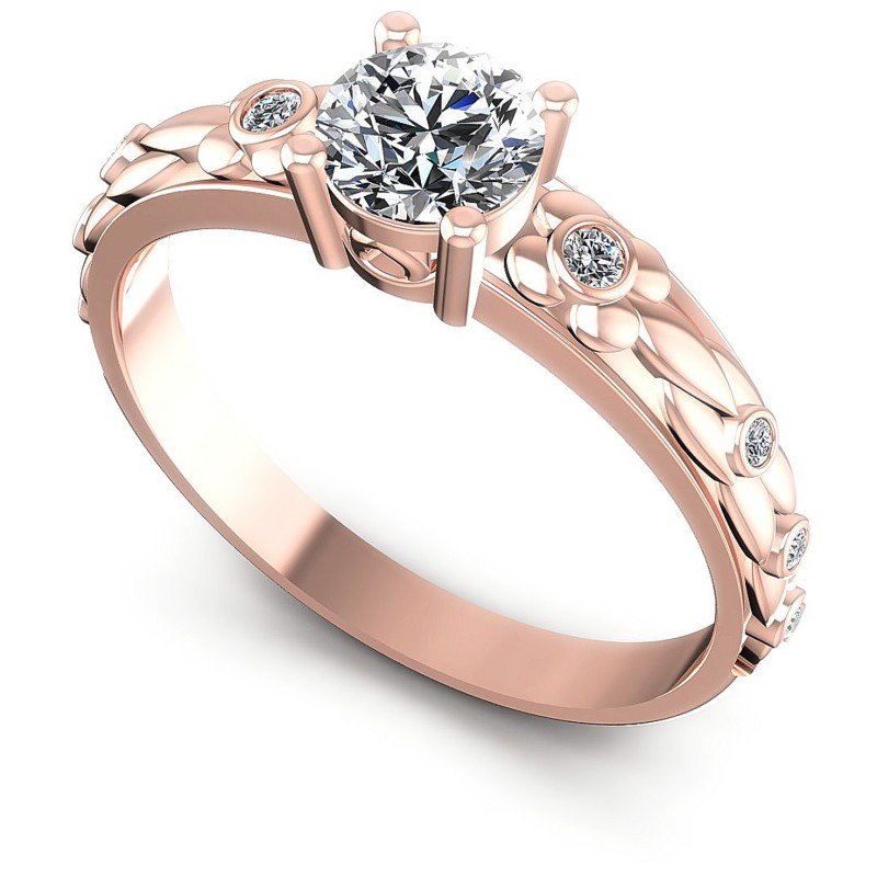 Round Cut Diamonds Antique Ring in 18KT White Gold
