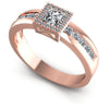 Princess And Round Cut Diamonds Halo Ring in 18KT White Gold