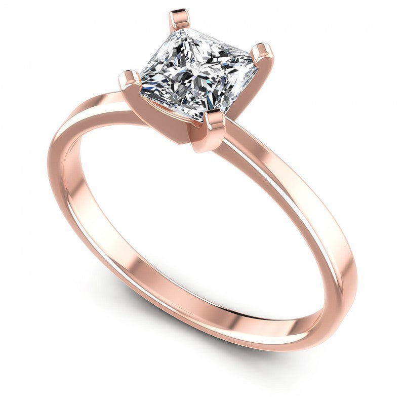 Princess Cut Diamonds Solitaire Ring in 18KT White Gold
