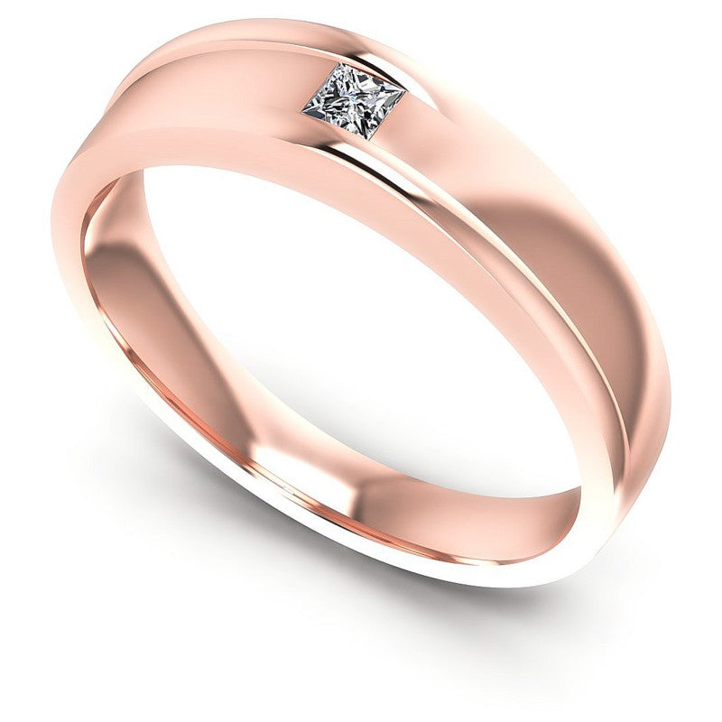 Princess Cut Diamonds Mens Ring in 18KT White Gold
