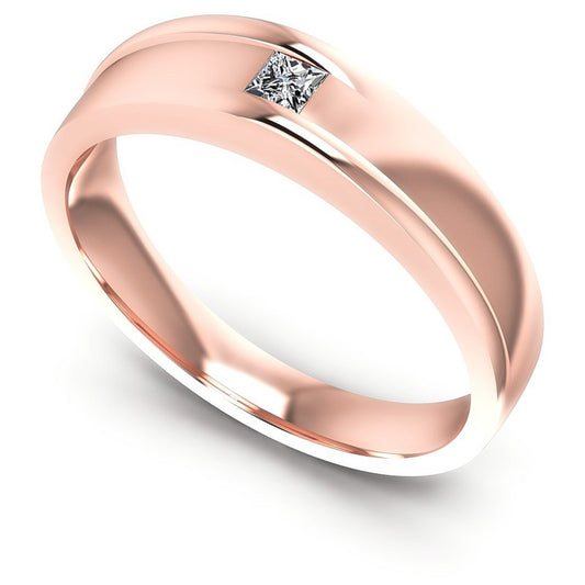 Princess Cut Diamonds Mens Ring in 18KT White Gold