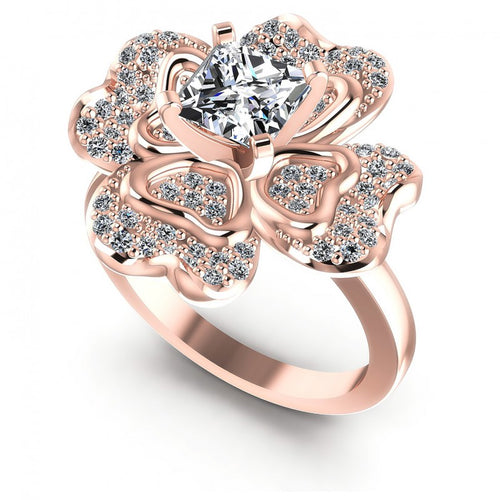 Princess and Round Diamonds 0.75CT Engagement Ring in 18KT White Gold