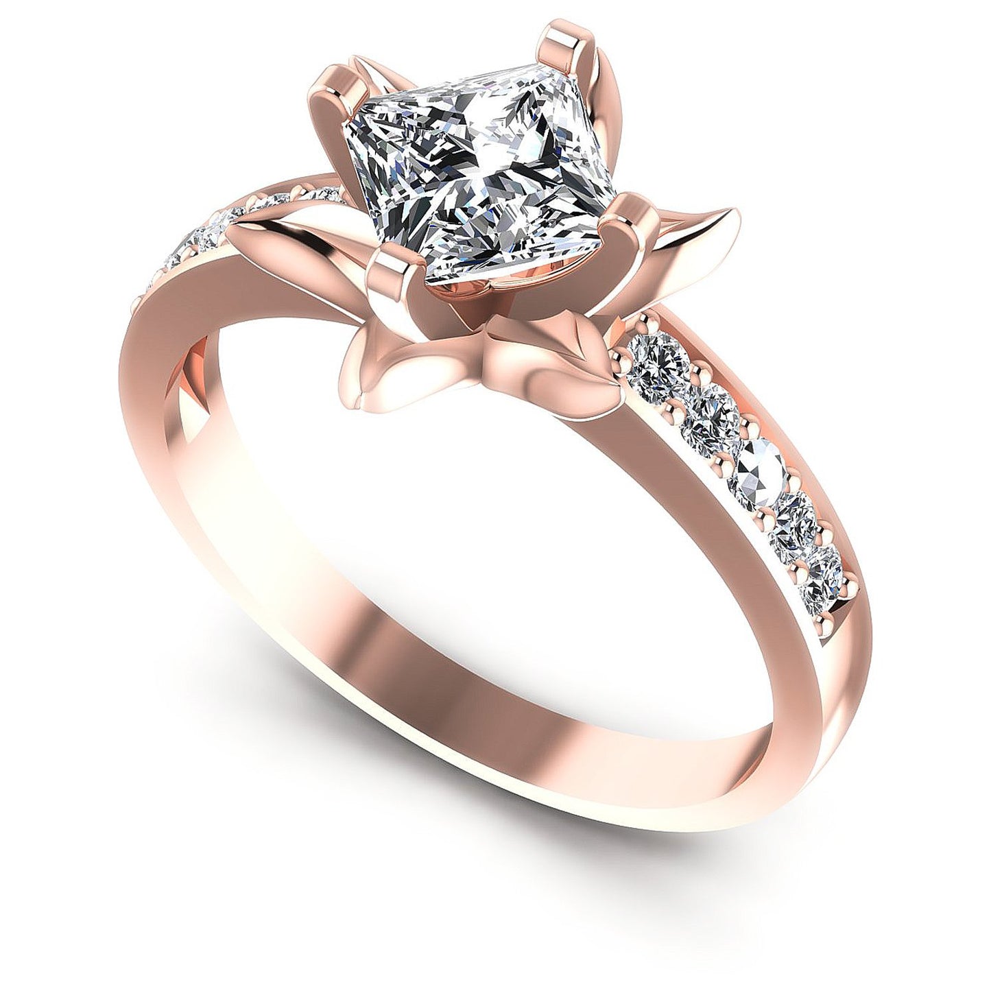 0.60CT Princess And Round  Cut Diamonds Engagement Rings