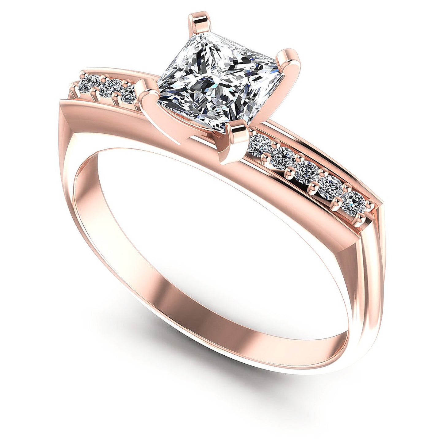 0.45CT Princess And Round  Cut Diamonds Engagement Rings