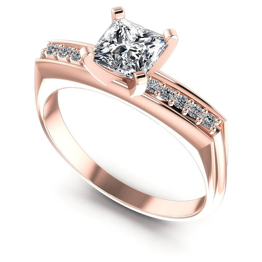 0.45CT Princess And Round  Cut Diamonds Engagement Rings