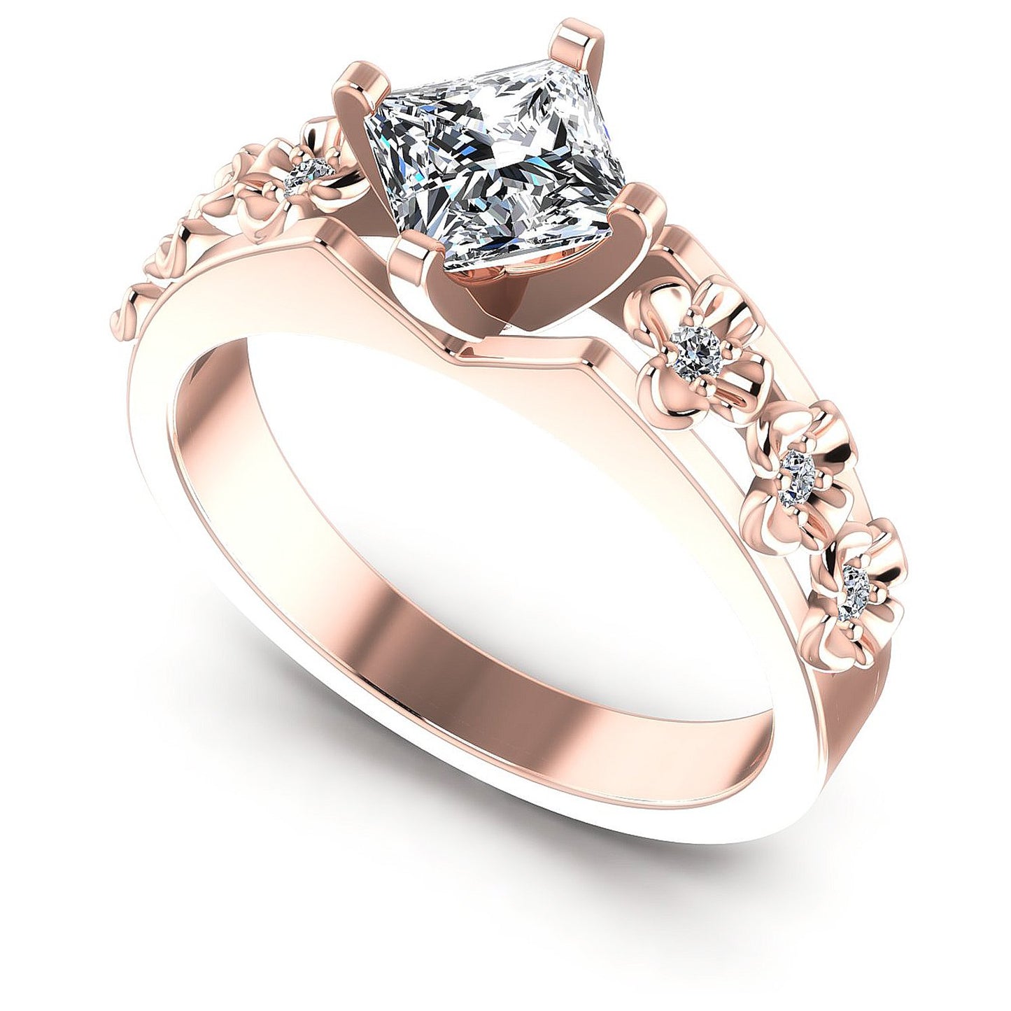 0.45CT Princess And Round  Cut Diamonds Engagement Rings