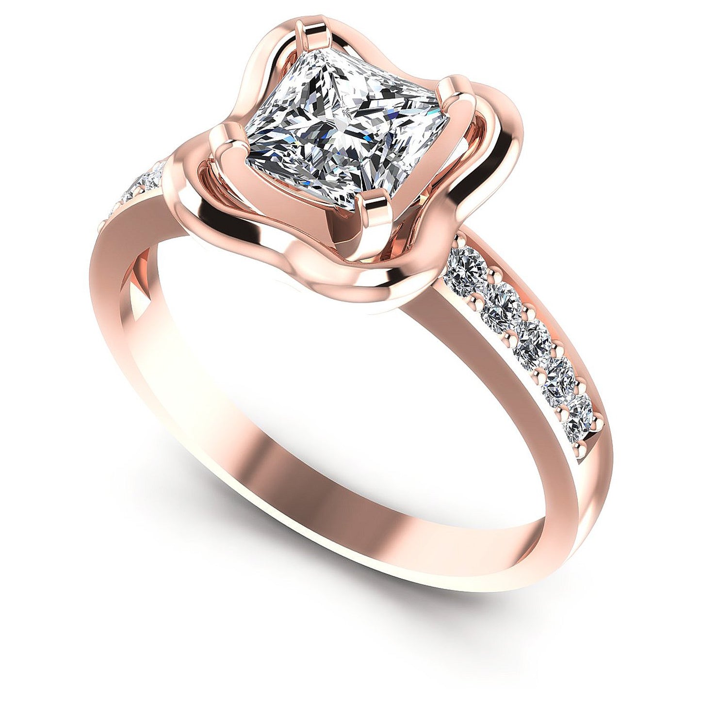 0.55CT Princess And Round  Cut Diamonds Engagement Rings