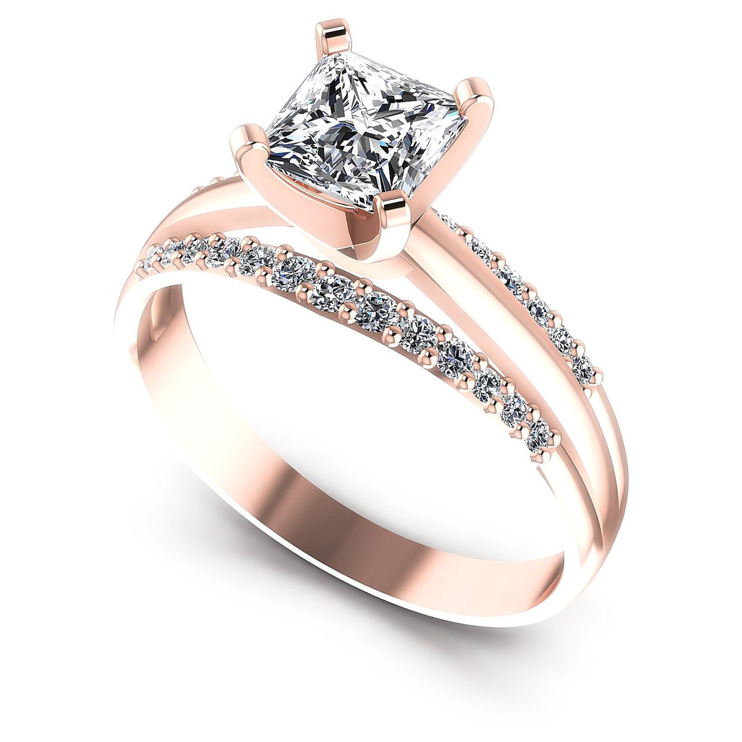 0.65CT Princess And Round  Cut Diamonds Engagement Rings