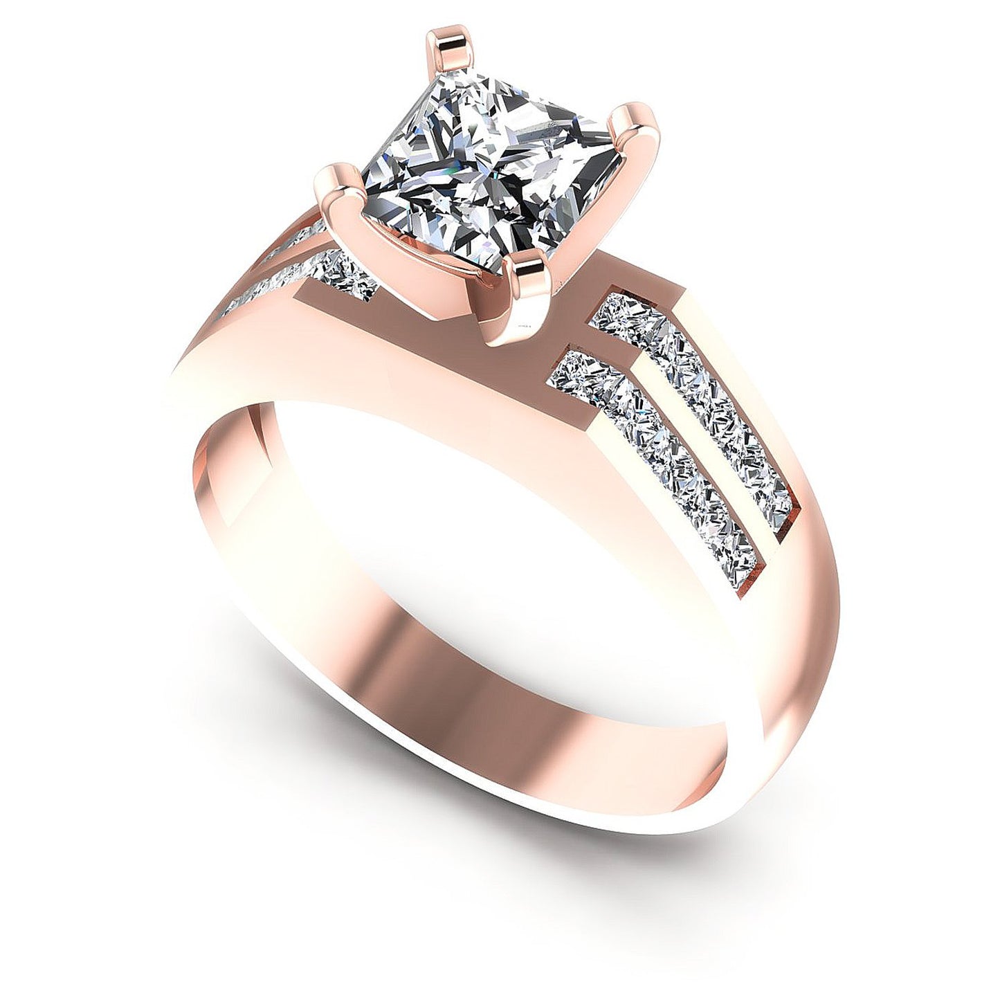 0.70CT Princess And Round  Cut Diamonds Engagement Rings