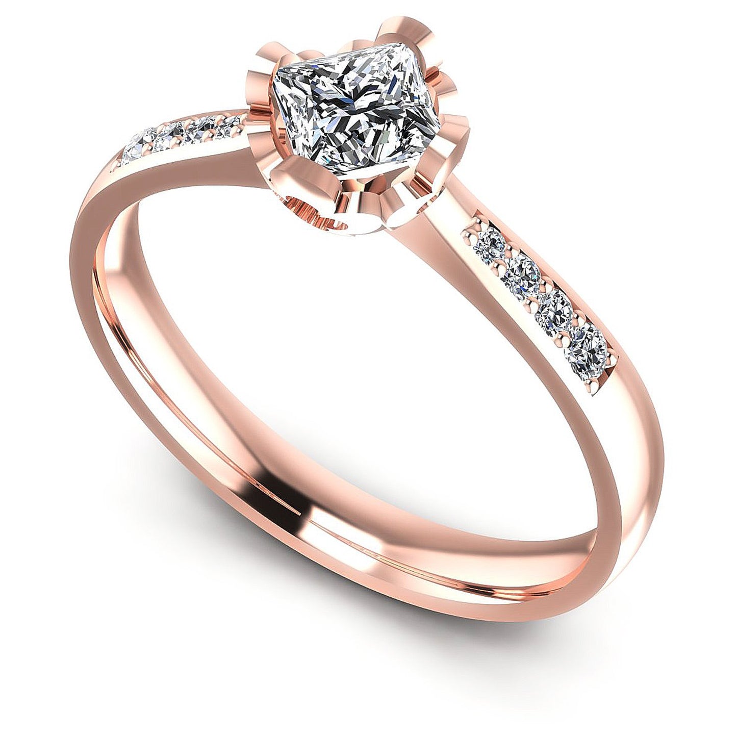 1.85CT Princess And Round  Cut Diamonds Engagement Rings
