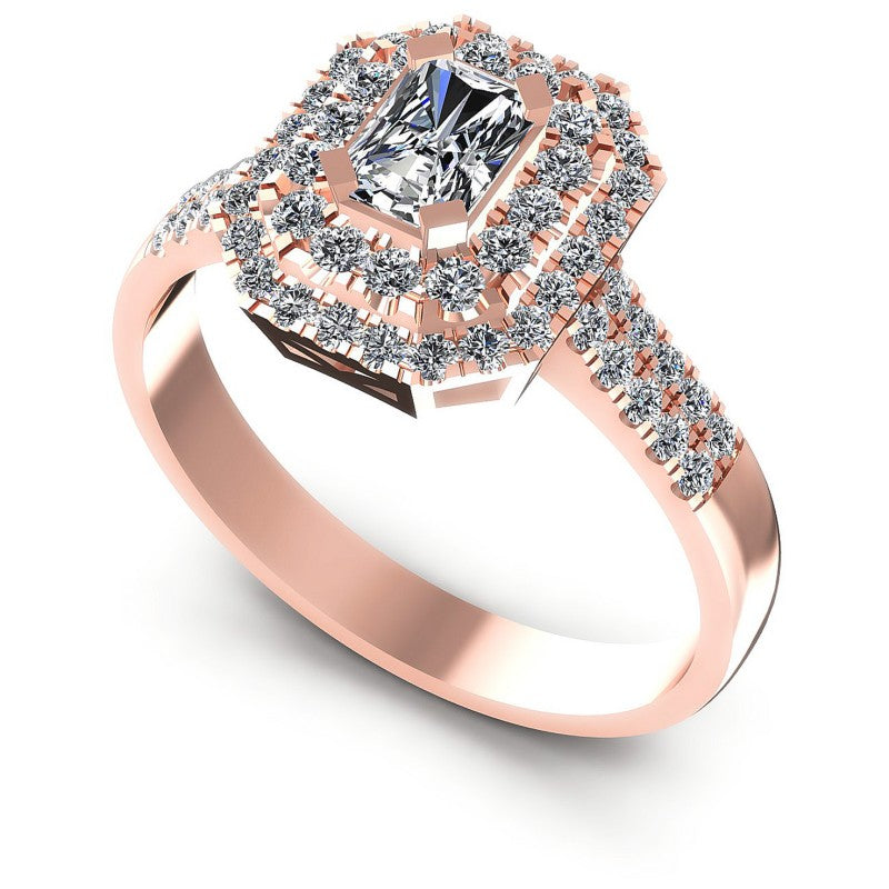 Round and Emerald Diamonds 0.95CT Halo Ring in 18KT White Gold