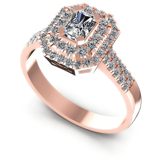 Round and Emerald Diamonds 0.95CT Halo Ring in 18KT White Gold