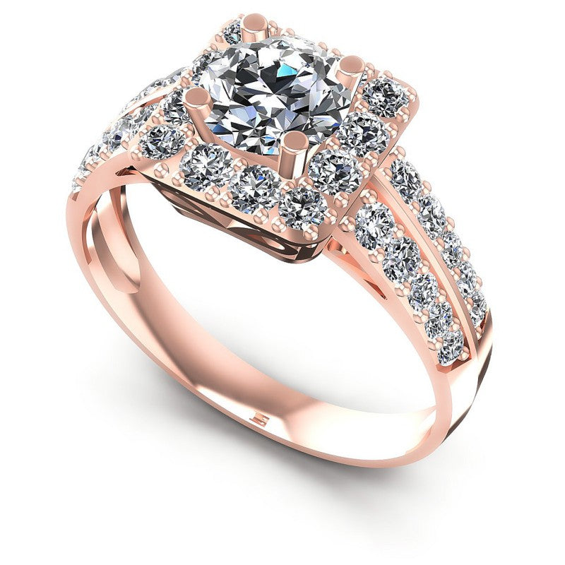 Round Diamonds 1.30CT Halo Ring in 18KT White Gold