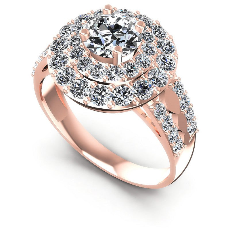 Round Diamonds 1.60CT Halo Ring in 18KT White Gold