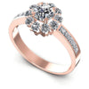Princess and Round Diamonds 0.95CT Halo Ring in 18KT White Gold