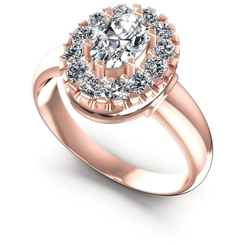 Round and Oval Diamonds 0.85CT Halo Ring in 18KT White Gold