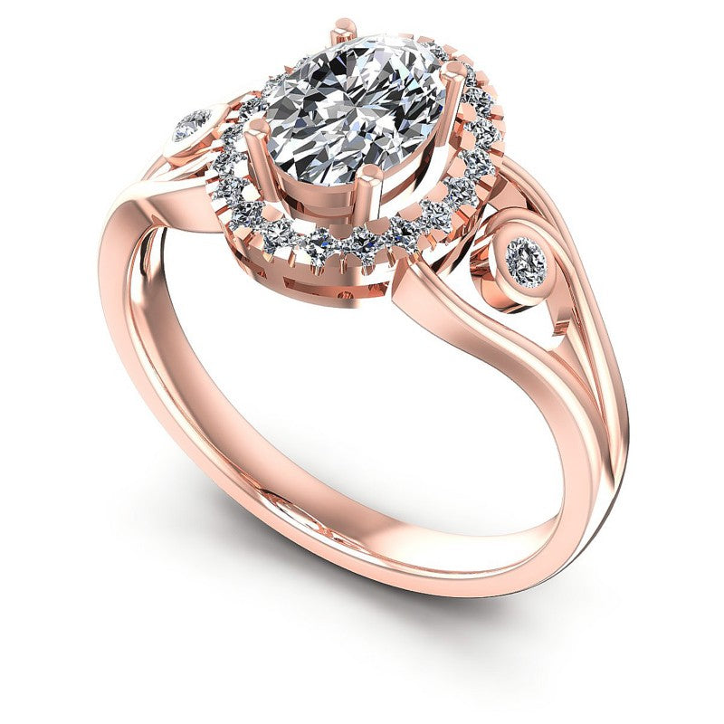Round and Oval Diamonds 0.60CT Halo Ring in 18KT White Gold