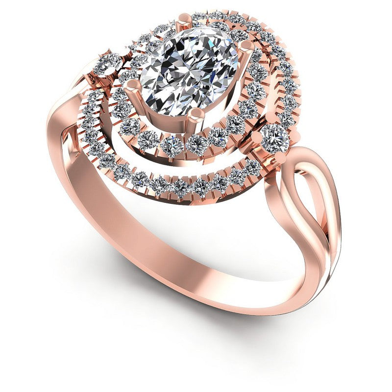Round and Oval Diamonds 0.80CT Halo Ring in 18KT White Gold