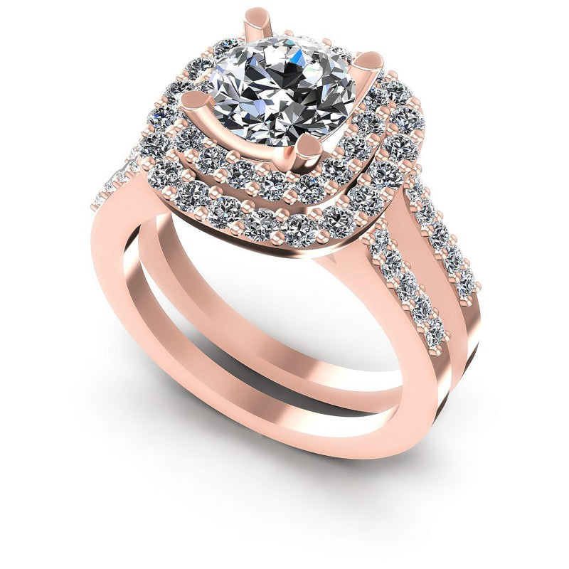 Round Diamonds 1.40CT Halo Ring in 18KT White Gold