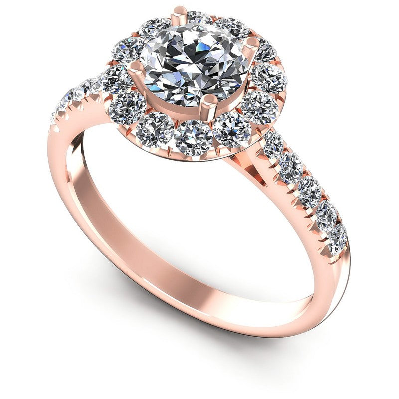 Round Diamonds 1.15CT Halo Ring in 18KT White Gold