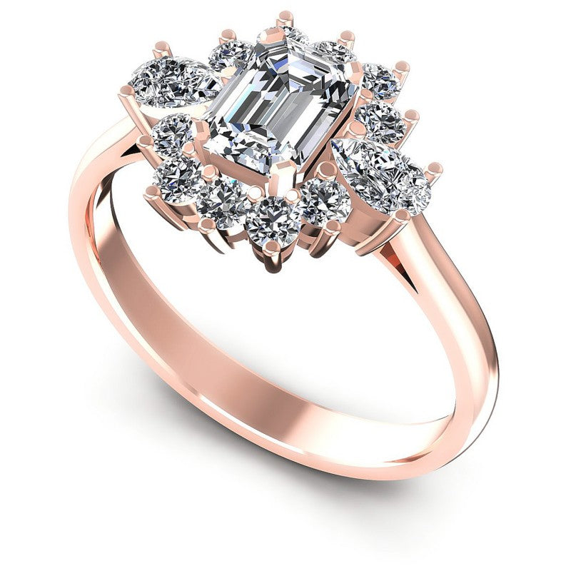 Round and Emerald and Pear Diamonds 0.95CT Halo Ring in 18KT White Gold