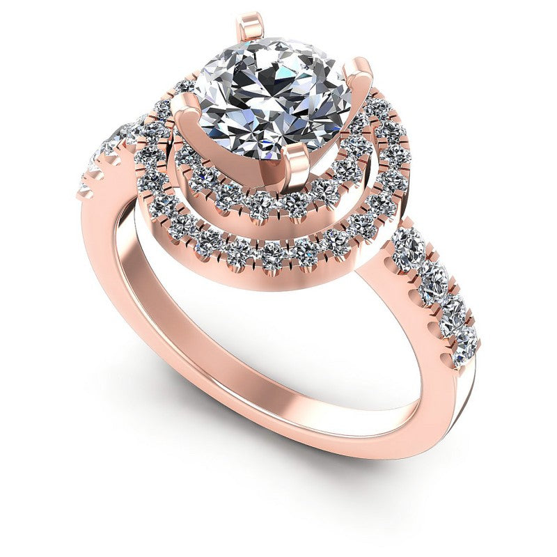 Round Diamonds 1.05CT Halo Ring in 18KT White Gold