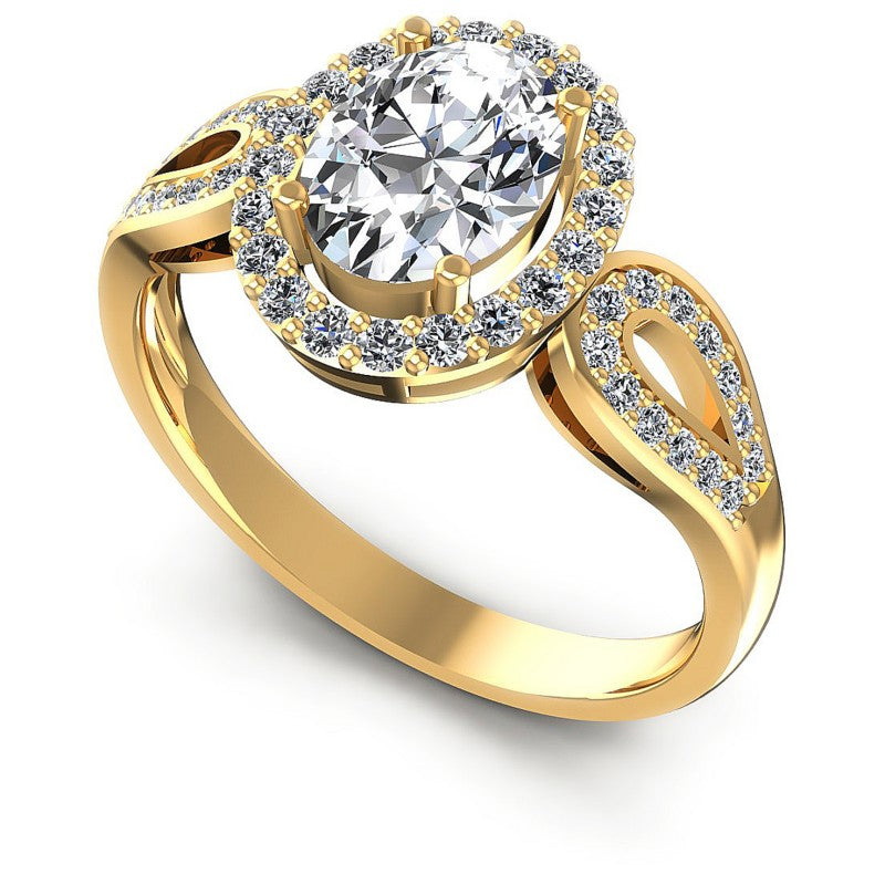 Round and Oval Diamonds 1.55CT Halo Ring in 14KT White Gold