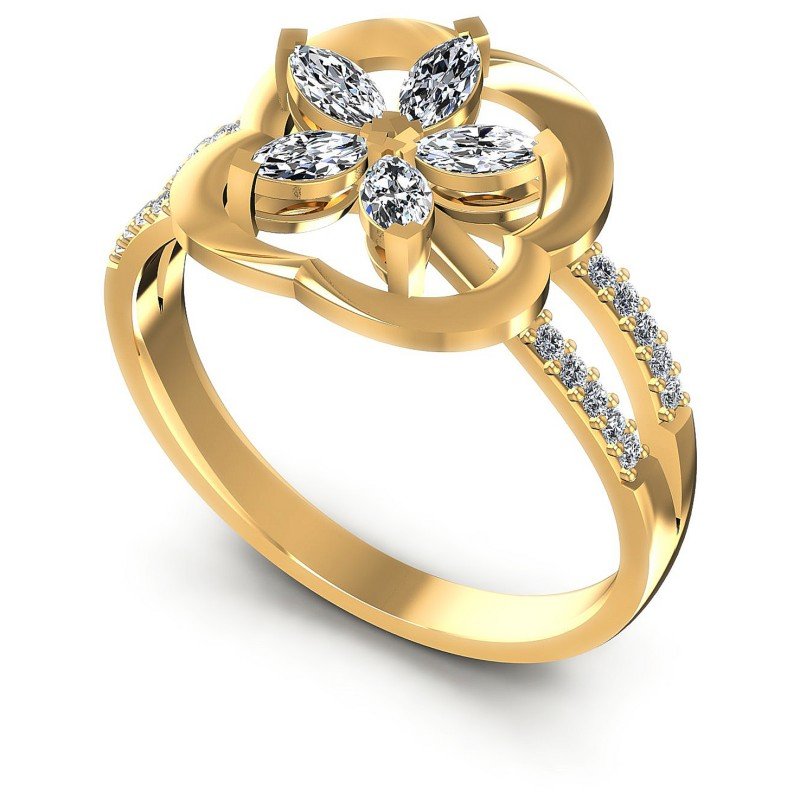 Round and Marquise Diamonds 0.40CT Fashion Ring in 14KT White Gold