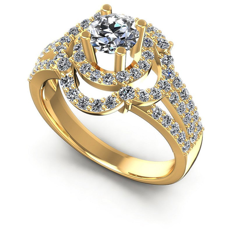 Round Diamonds 1.15CT Halo Ring in 14KT White Gold