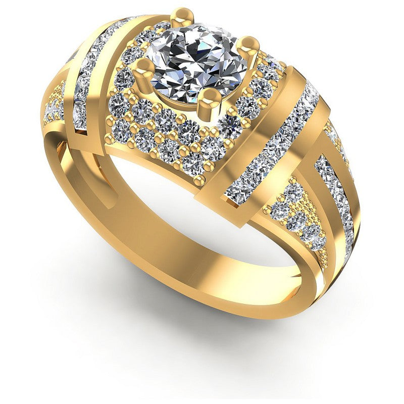 Princess and Round Diamonds 1.50CT Halo Ring in 14KT White Gold