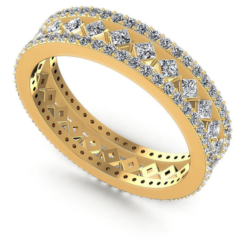 Princess and Round Diamonds 1.35CT Eternity Ring in 14KT White Gold