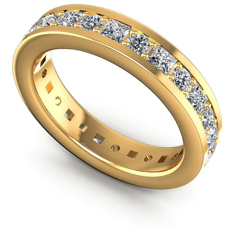 Princess and Round Diamonds 2.10CT Eternity Ring in 14KT White Gold