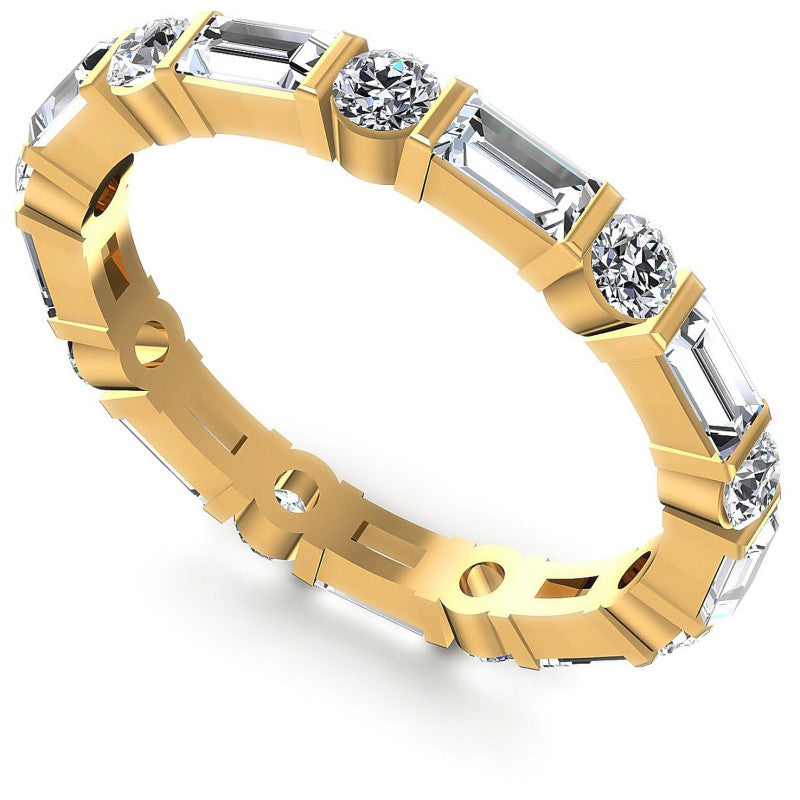 Baguette and Round Diamonds 1.55CT Eternity Ring in 14KT White Gold