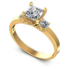 Princess and Round Diamonds 0.85CT Three Stone Ring in 14KT White Gold