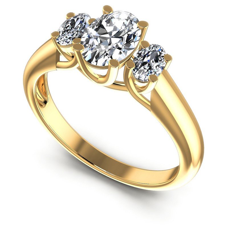 Oval Diamonds 0.80CT Three Stone Ring in 14KT White Gold