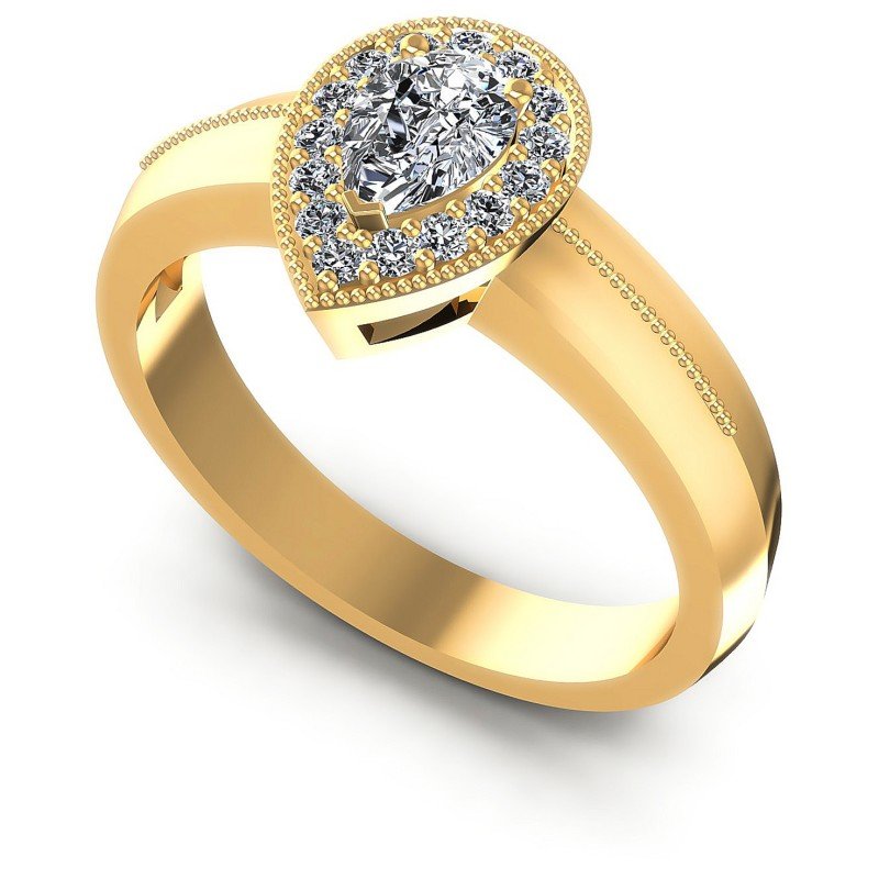 Round and Pear Diamonds 0.50CT Antique Ring in 14KT White Gold