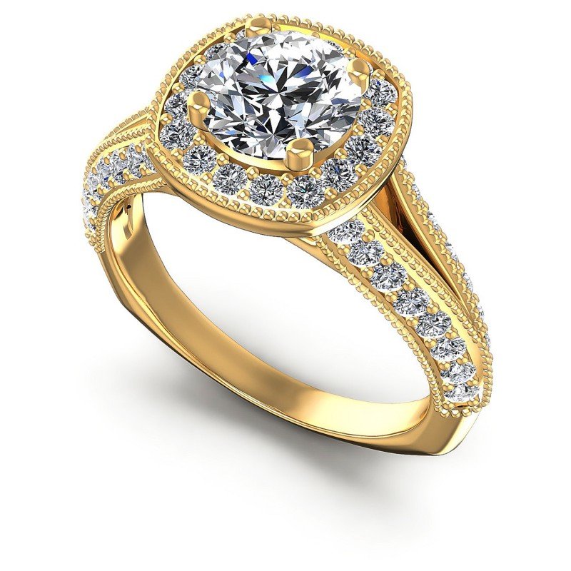 Round Diamonds 1.10CT Antique Ring in 14KT White Gold