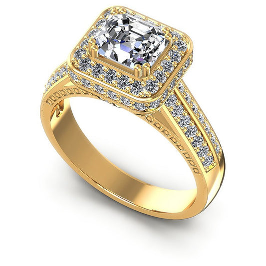 Round and Emerald Diamonds 1.20CT Antique Ring in 14KT White Gold