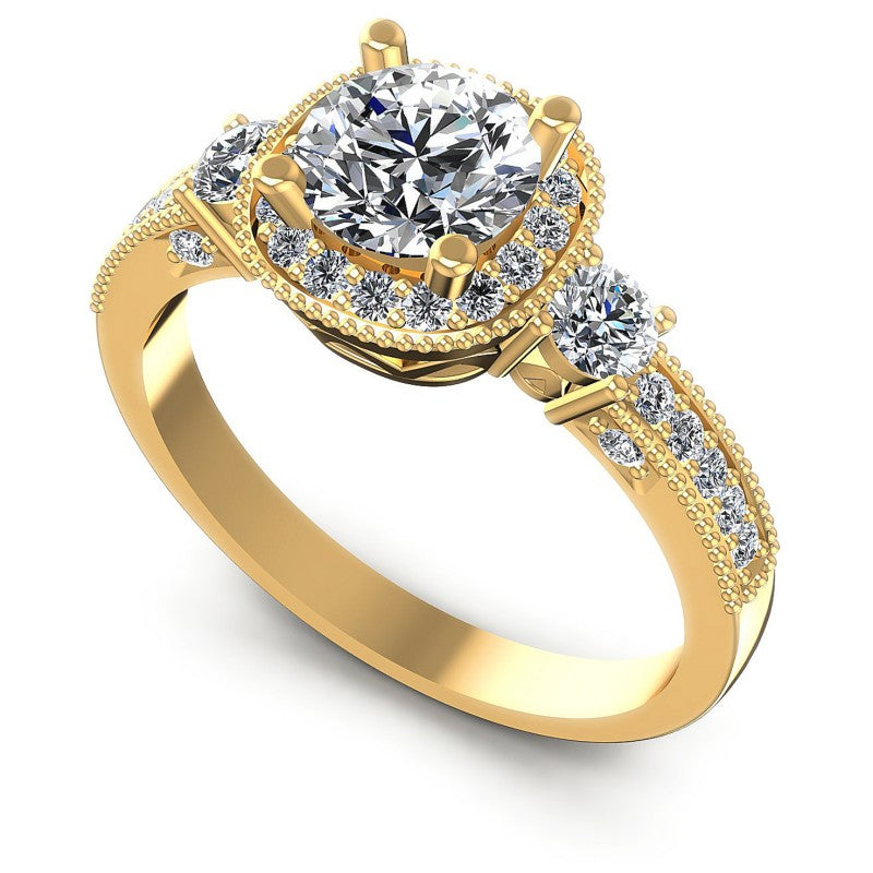 Round Diamonds 0.90CT Antique Ring in 14KT White Gold