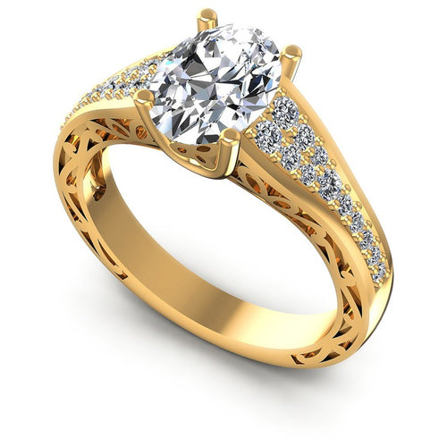 Round and Oval Diamonds 1.45CT Engagement Ring in 14KT White Gold